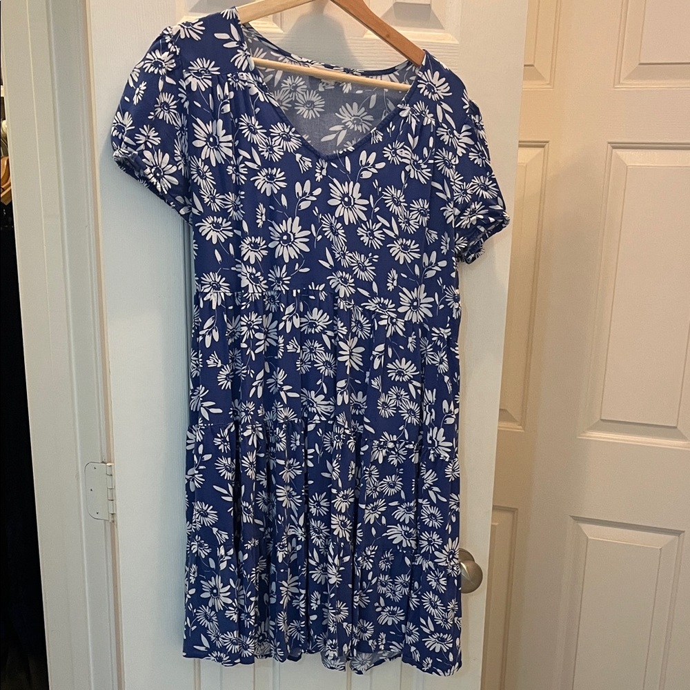 Floral Blue Midi Dress